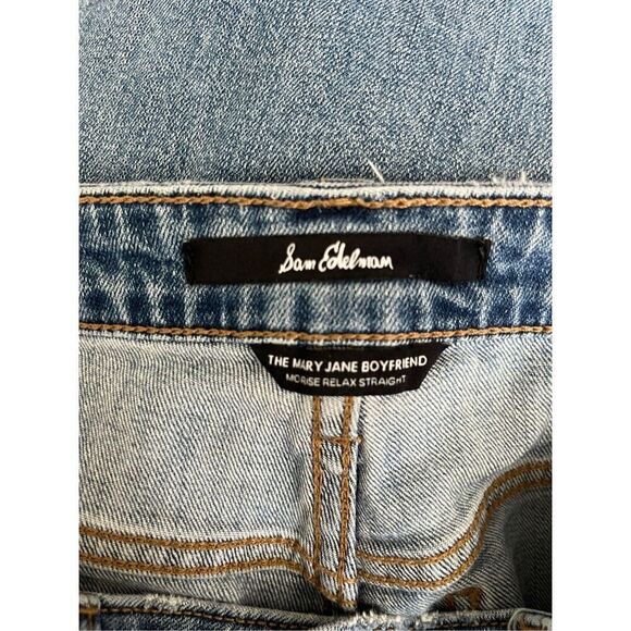 Sam Edelman The Mary Jane Boyfriend Mid Rise‎ Relaxed Straight Button Fly Jeans - Picture 2 of 5